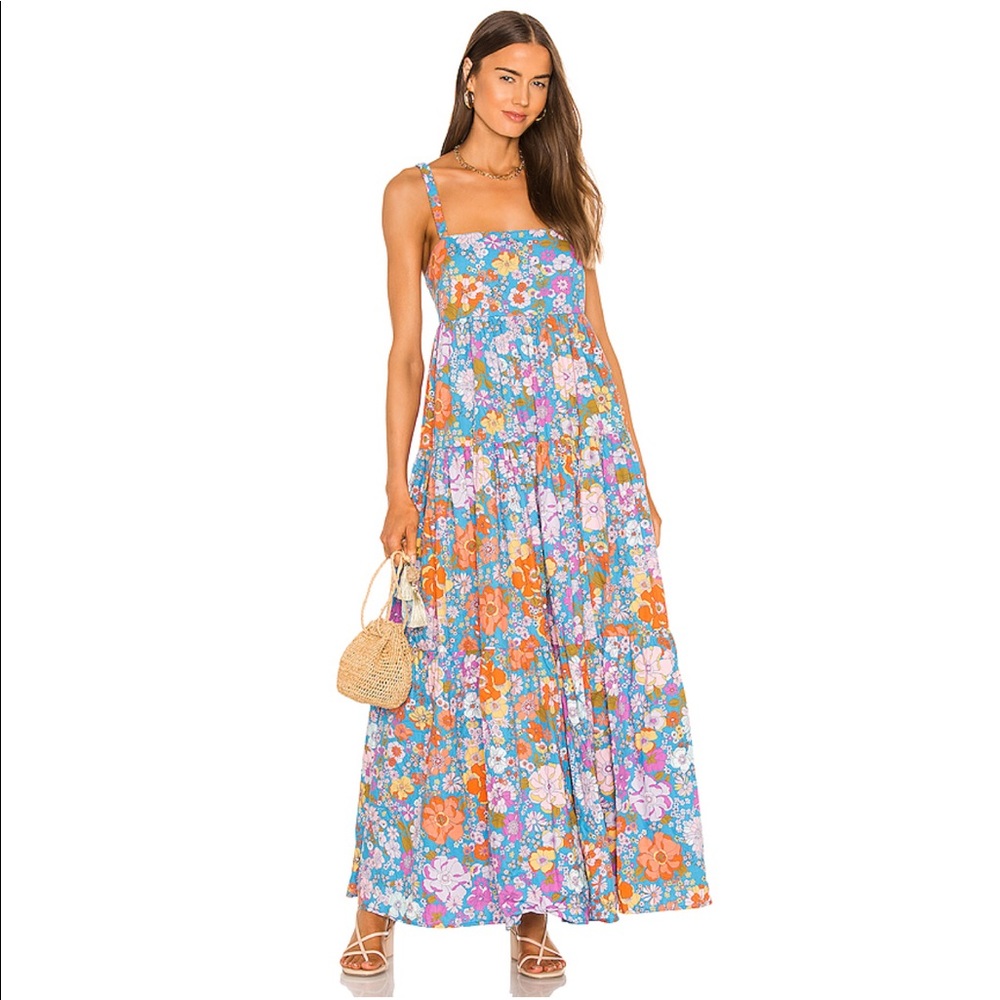 Free People Park Slope Maxi Bluebell Combo Dress